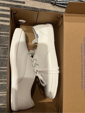 Keds White Leather Low-Top Sneakers
